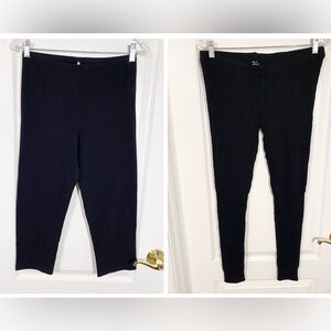 2 Pairs Black Leggings Seven7 Cable Knit and Tresics High Waist Capris Large
